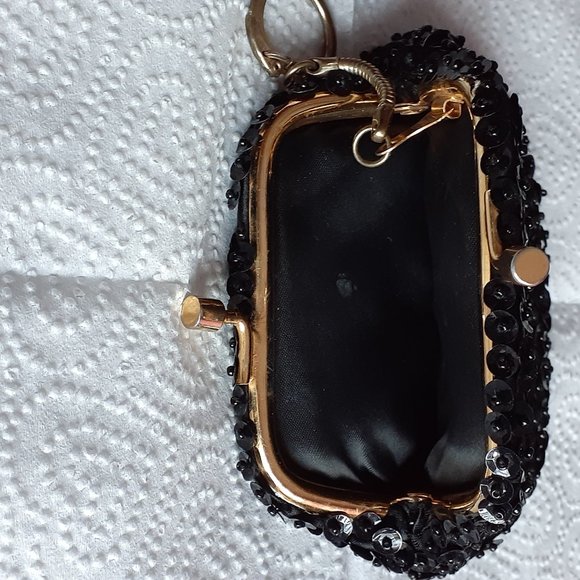 Black Beaded change purse - Picture 2 of 2